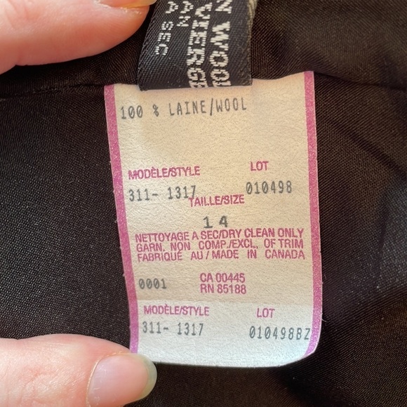 Vintage Louben II Petites Black and White Plaid Blazer Virgin Wool Size 14P - Picture 7 of 8